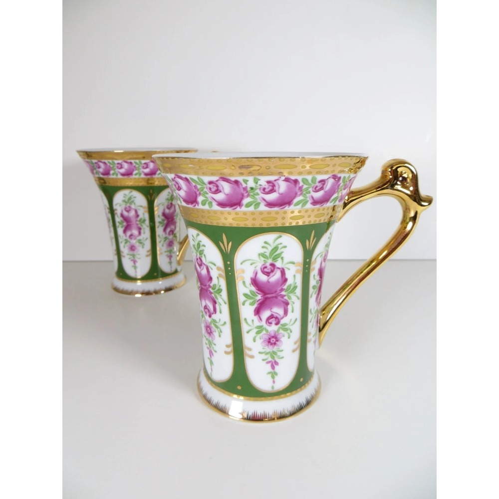 Vintage Sorelle Porcelain Floral Tea Cup or Coffee Mug Set of 2